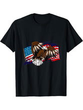 American Bald Eagle American Flag T-Shirt 180G 100% Cotton Printed Round Neck Short-Sleeve T-Shirt, Gifts for Men Dad Husband Grandpa, S-XXXL, Black