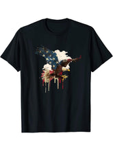 American Patriotic Bald Eagle USA Flag - 4th Of July T-Shirt 180G 100% Cotton Printed Round Neck Short-Sleeve T-Shirt, Gifts for Men Dad Husband Grandpa, S-XXXL, Black