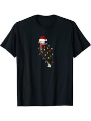 Bald Eagle Christmas Bird Santa Claus Biologist Animal T-Shirt 180G 100% Cotton Printed Round Neck Short-Sleeve T-Shirt, Gifts for Men Dad Husband Grandpa, S-XXXL, Black
