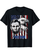 Abe Lincoln - Bald Eagle Freedom Quote Gift T-Shirt 180G 100% Cotton Printed Round Neck Short-Sleeve T-Shirt, Gifts for Men Dad Husband Grandpa, S-XXXL, Black