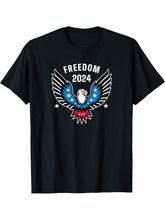 Freedom 2024 American Bald Eagle USA Flag Novelty T-Shirt 180G 100% Cotton Printed Round Neck Short-Sleeve T-Shirt, Gifts for Men Dad Husband Grandpa, S-XXXL, Black