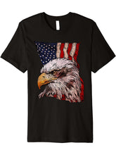 American National Symbol Bald Eagle Bird Patriotic Flag Premium T-Shirt 180G 100% Cotton Printed Round Neck Short-Sleeve T-Shirt, Gifts for Men Dad Husband Grandpa, S-XXXL, Black
