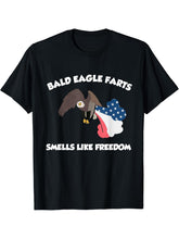 Bald Eagle Farts Smells Like Freedom : 4th of july t-shirt 180G 100% Cotton Printed Round Neck Short-Sleeve T-Shirt, Gifts for Men Dad Husband Grandpa, S-XXXL, Black
