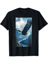 Bald Eagle Mountains Fish Wildlife Nature lover T-Shirt 180G 100% Cotton Printed Round Neck Short-Sleeve T-Shirt, Gifts for Men Dad Husband Grandpa, S-XXXL, Black