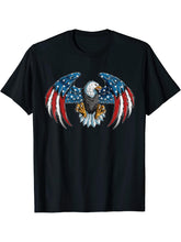 Bird Of Prey America Flag Eagle Bald Eagle Bird Of Prey T-Shirt 180G 100% Cotton Printed Round Neck Short-Sleeve T-Shirt, Gifts for Men Dad Husband Grandpa, S-XXXL, Black