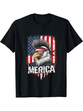 America Bald Eagle USA Patriotic Fourth of July Distressed T-Shirt 180G 100% Cotton Printed Round Neck Short-Sleeve T-Shirt, Gifts for Men Dad Husband Grandpa, S-XXXL, Black