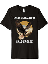 Easily distracted by Bald Eagles Bald Eagle Premium T-Shirt 180G 100% Cotton Printed Round Neck Short-Sleeve T-Shirt, Gifts for Men Dad Husband Grandpa, S-XXXL, Black