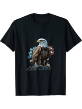 American Flag I USA I Patriotic American Bald Eagle T-Shirt 180G 100% Cotton Printed Round Neck Short-Sleeve T-Shirt, Gifts for Men Dad Husband Grandpa, S-XXXL, Black