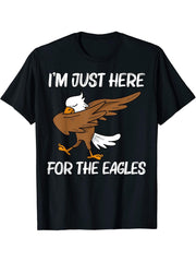 Cool Eagle For Men Women Dabbing Bald Flying Animal T-Shirt 180G 100% Cotton Printed Round Neck Short-Sleeve T-Shirt, Gifts for Men Dad Husband Grandpa, S-XXXL, Black