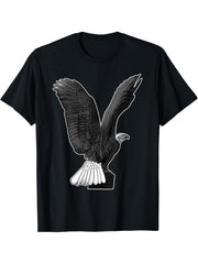 Bald Eagle American National Symbol Animal Patriotic Freedom T-Shirt 180G 100% Cotton Printed Round Neck Short-Sleeve T-Shirt, Gifts for Men Dad Husband Grandpa, S-XXXL, Black