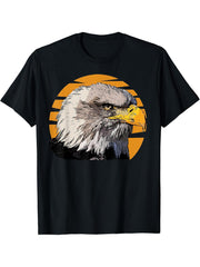Bald Eagle American National Symbol Animal Patriotic Freedom T-Shirt 180G 100% Cotton Printed Round Neck Short-Sleeve T-Shirt, Gifts for Men Dad Husband Grandpa, S-XXXL, Black