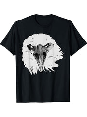 Bald Eagle American National Symbol Animal Patriotic Freedom T-Shirt 180G 100% Cotton Printed Round Neck Short-Sleeve T-Shirt, Gifts for Men Dad Husband Grandpa, S-XXXL, Black