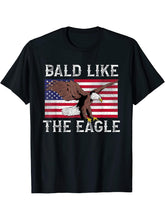 Funny Bald Like the Eagle USA Flag T-Shirt 180G 100% Cotton Printed Round Neck Short-Sleeve T-Shirt, Gifts for Men Dad Husband Grandpa, S-XXXL, Black