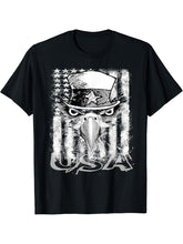 Distressed USA Flag Patriotic American Bald Eagle T-Shirt 180G 100% Cotton Printed Round Neck Short-Sleeve T-Shirt, Gifts for Men Dad Husband Grandpa, S-XXXL, Black