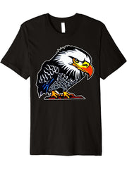 Bald Eagle American National Symbol Animal Patriotic Freedom Premium T-Shirt 180G 100% Cotton Printed Round Neck Short-Sleeve T-Shirt, Gifts for Men Dad Husband Grandpa, S-XXXL, Black