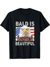 Bald Is Beautiful Eagle T-Shirt 180G 100% Cotton Printed Round Neck Short-Sleeve T-Shirt, Gifts for Men Dad Husband Grandpa, S-XXXL, Black