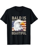 Bald Is Beautiful Eagle T-Shirt 180G 100% Cotton Printed Round Neck Short-Sleeve T-Shirt, Gifts for Men Dad Husband Grandpa, S-XXXL, Black