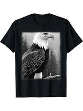Bald Eagle American National Symbol Animal Patriotic Freedom T-Shirt 180G 100% Cotton Printed Round Neck Short-Sleeve T-Shirt, Gifts for Men Dad Husband Grandpa, S-XXXL, Black