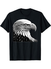 Bald Eagle American National Symbol Animal Patriotic Freedom T-Shirt 180G 100% Cotton Printed Round Neck Short-Sleeve T-Shirt, Gifts for Men Dad Husband Grandpa, S-XXXL, Black