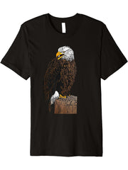 Bald Eagle American National Symbol Animal Patriotic Freedom Premium T-Shirt 180G 100% Cotton Printed Round Neck Short-Sleeve T-Shirt, Gifts for Men Dad Husband Grandpa, S-XXXL, Black