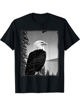 Bald Eagle American National Symbol Animal Patriotic Freedom T-Shirt 180G 100% Cotton Printed Round Neck Short-Sleeve T-Shirt, Gifts for Men Dad Husband Grandpa, S-XXXL, Black