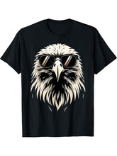 Funny Vintage Bald Eagle with Sunglasses For Men, Women, Boy Girl T-Shirt 180G 100% Cotton Printed Round Neck Short-Sleeve T-Shirt, Gifts for Men Dad Husband Grandpa, S-XXXL, Black