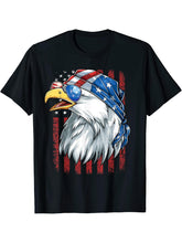 Bald Eagle T-Shirt Men Women USA Patriotic 4th of July T-Shirt 180G 100% Cotton Printed Round Neck Short-Sleeve T-Shirt, Gifts for Men Dad Husband Grandpa, S-XXXL, Black