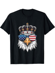American Bald Eagle USA Flag 4th of July Eagle USA T-Shirt 180G 100% Cotton Printed Round Neck Short-Sleeve T-Shirt, Gifts for Men Dad Husband Grandpa, S-XXXL, Black