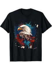 Freedom in Flight America's Symbol The July Bald Eagle T-Shirt 180G 100% Cotton Printed Round Neck Short-Sleeve T-Shirt, Gifts for Men Dad Husband Grandpa, S-XXXL, Black