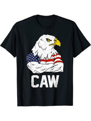 American Bald Eagle Shirt 4th of July Patriotic T Shirt T-Shirt 180G 100% Cotton Printed Round Neck Short-Sleeve T-Shirt, Gifts for Men Dad Husband Grandpa, S-XXXL, Black