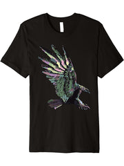 Colored Abstract Bald Eagle American Animal Patriotic Bird Premium T-Shirt 180G 100% Cotton Printed Round Neck Short-Sleeve T-Shirt, Gifts for Men Dad Husband Grandpa, S-XXXL, Black