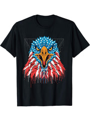 American Flag Bald Patriotic Eagle Distressed Skull Design T-Shirt 180G 100% Cotton Printed Round Neck Short-Sleeve T-Shirt, Gifts for Men Dad Husband Grandpa, S-XXXL, Black
