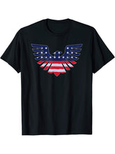 American Bald Eagle - USA Flag Independence Day 4th of July T-Shirt 180G 100% Cotton Printed Round Neck Short-Sleeve T-Shirt, Gifts for Men Dad Husband Grandpa, S-XXXL, Black