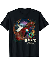 Cosmic Haines Alaska Dark Sky Aurora Borealis Bald Eagle T-Shirt 180G 100% Cotton Printed Round Neck Short-Sleeve T-Shirt, Gifts for Men Dad Husband Grandpa, S-XXXL, Black
