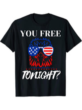 Are You Free American Bald Eagle Tonight 4th of July Pariot T-Shirt 180G 100% Cotton Printed Round Neck Short-Sleeve T-Shirt, Gifts for Men Dad Husband Grandpa, S-XXXL, Black