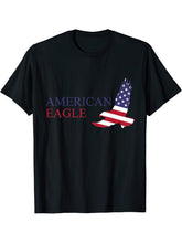 American Bald Eagle USA Flag 4th of July T-Shirt 180G 100% Cotton Printed Round Neck Short-Sleeve T-Shirt, Gifts for Men Dad Husband Grandpa, S-XXXL, Black