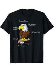 Anatomy of an American Bald Eagle Cute Bird Watching Graphic T-Shirt 180G 100% Cotton Printed Round Neck Short-Sleeve T-Shirt, Gifts for Men Dad Husband Grandpa, S-XXXL, Black
