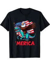 4th of July Shirt Bald Eagle USA Flag Patriotic Merica T-Shirt 180G 100% Cotton Printed Round Neck Short-Sleeve T-Shirt, Gifts for Men Dad Husband Grandpa, S-XXXL, Black