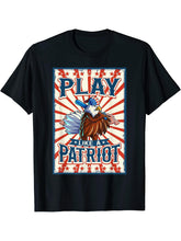 American Bald Eagle 4th Of July Women Men American USA Flag T-Shirt 180G 100% Cotton Printed Round Neck Short-Sleeve T-Shirt, Gifts for Men Dad Husband Grandpa, S-XXXL, Black