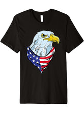 American Bald Eagle Patriotic 4th Of July US Flag Eagle Premium T-Shirt 180G 100% Cotton Printed Round Neck Short-Sleeve T-Shirt, Gifts for Men Dad Husband Grandpa, S-XXXL, Black