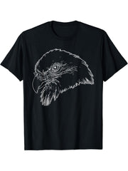 Bald Eagle American National Symbol Animal Patriotic Freedom T-Shirt 180G 100% Cotton Printed Round Neck Short-Sleeve T-Shirt, Gifts for Men Dad Husband Grandpa, S-XXXL, Black