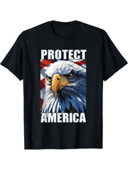 America Bald eagle Eagle national animal Inauguration Day T-Shirt 180G 100% Cotton Printed Round Neck Short-Sleeve T-Shirt, Gifts for Men Dad Husband Grandpa, S-XXXL, Black