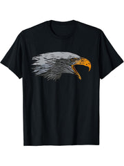 Bald Eagle American National Symbol Animal Patriotic Freedom T-Shirt 180G 100% Cotton Printed Round Neck Short-Sleeve T-Shirt, Gifts for Men Dad Husband Grandpa, S-XXXL, Black