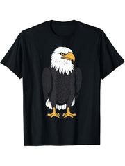Bird Raptor Simple Bird Eagle Bird Bald Eagle T-Shirt 180G 100% Cotton Printed Round Neck Short-Sleeve T-Shirt, Gifts for Men Dad Husband Grandpa, S-XXXL, Black