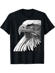 Bald Eagle American National Symbol Animal Patriotic Freedom T-Shirt 180G 100% Cotton Printed Round Neck Short-Sleeve T-Shirt, Gifts for Men Dad Husband Grandpa, S-XXXL, Black