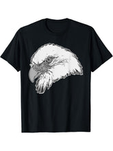 Bald Eagle American National Symbol Animal Patriotic Freedom T-Shirt 180G 100% Cotton Printed Round Neck Short-Sleeve T-Shirt, Gifts for Men Dad Husband Grandpa, S-XXXL, Black