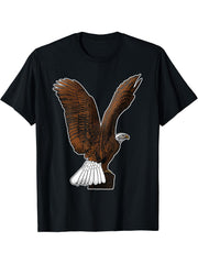 Bald Eagle American National Symbol Animal Patriotic Freedom T-Shirt 180G 100% Cotton Printed Round Neck Short-Sleeve T-Shirt, Gifts for Men Dad Husband Grandpa, S-XXXL, Black