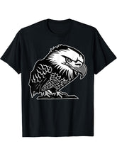 Bald Eagle American National Symbol Animal Patriotic Freedom T-Shirt 180G 100% Cotton Printed Round Neck Short-Sleeve T-Shirt, Gifts for Men Dad Husband Grandpa, S-XXXL, Black
