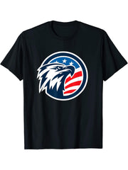 4th of July Shirt - USA American Flag Patriotic Bald Eagle T-Shirt 180G 100% Cotton Printed Round Neck Short-Sleeve T-Shirt, Gifts for Men Dad Husband Grandpa, S-XXXL, Black