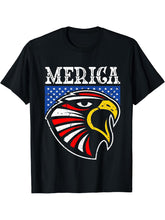America 4th of July American Flag Bald Eagle Mullet 4th July T-Shirt 180G 100% Cotton Printed Round Neck Short-Sleeve T-Shirt, Gifts for Men Dad Husband Grandpa, S-XXXL, Black